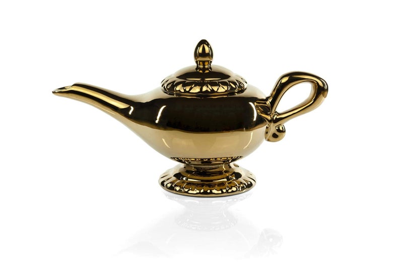 Aladdin Disney's Aladdin Golden Genie Lamp Ceramic 32 Ounce Teapot Beautiful Magical Tea Brewing Kettle Whimsical Polished Hot Beverage Serving Crock With Lid - Image 2